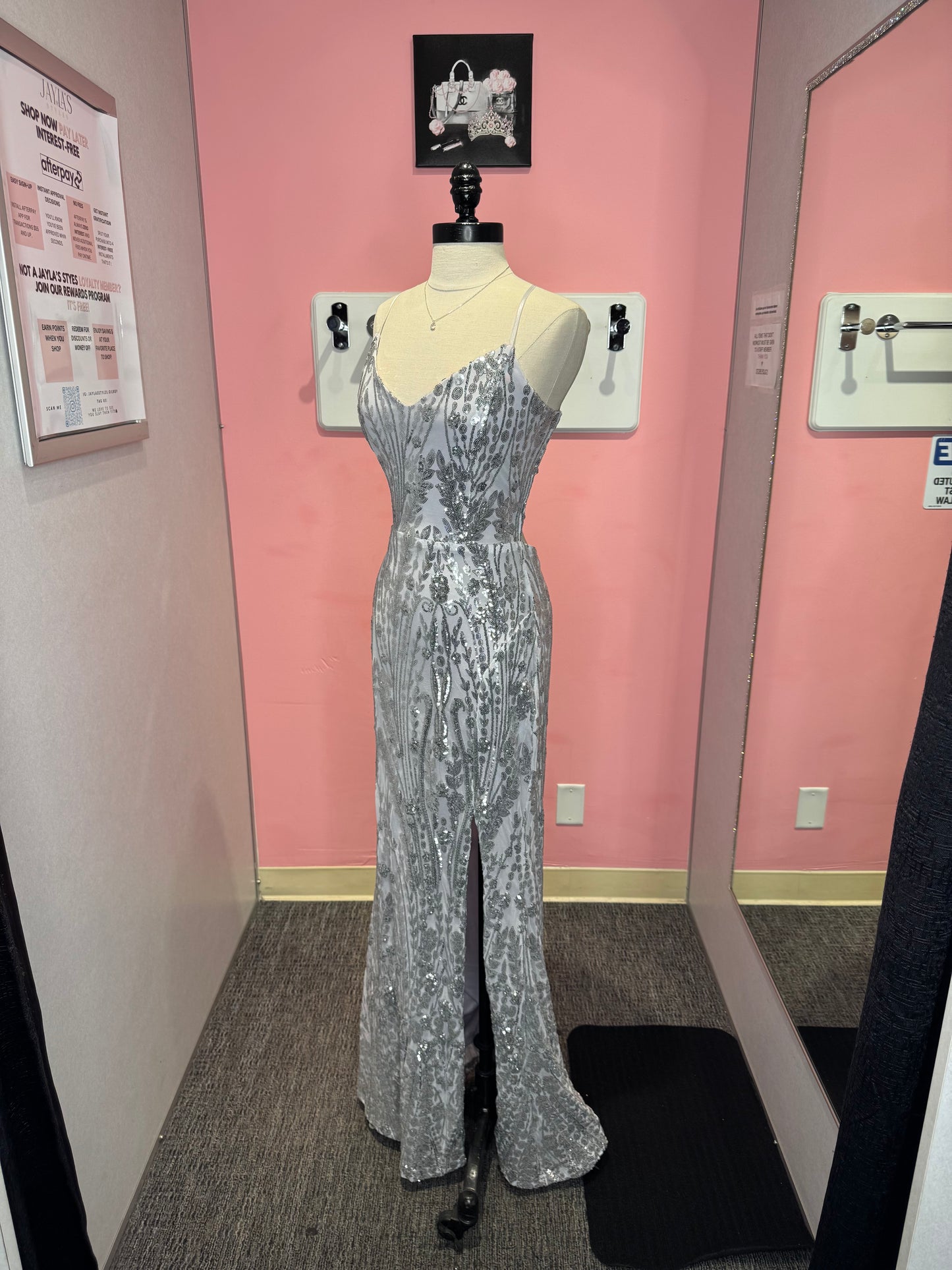 Stacy silver sequence occasion dress