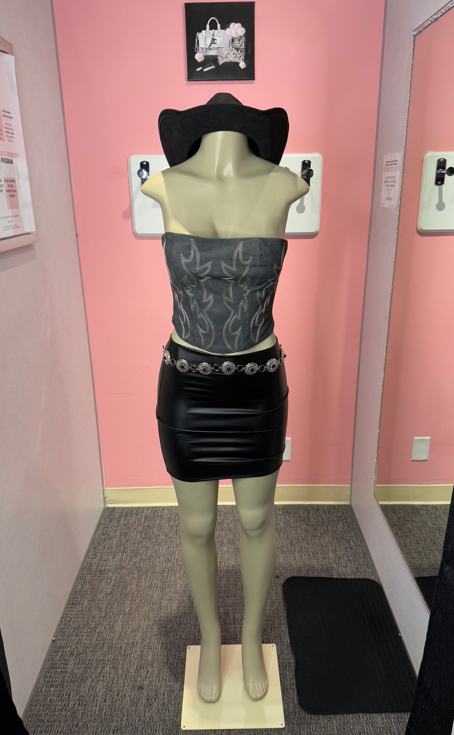 Beckee black leather western corset