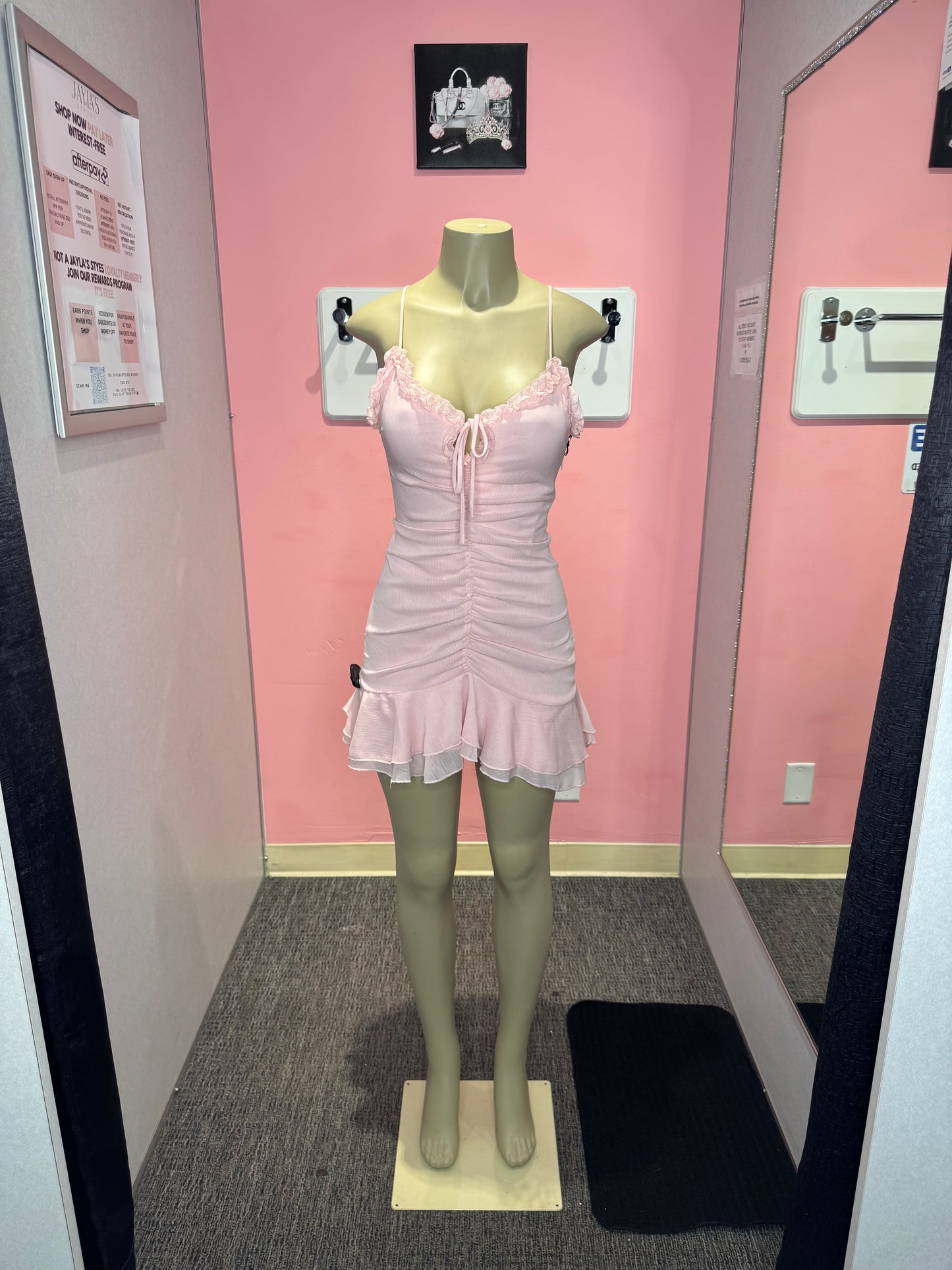 Anissa pink ruffle tie dress