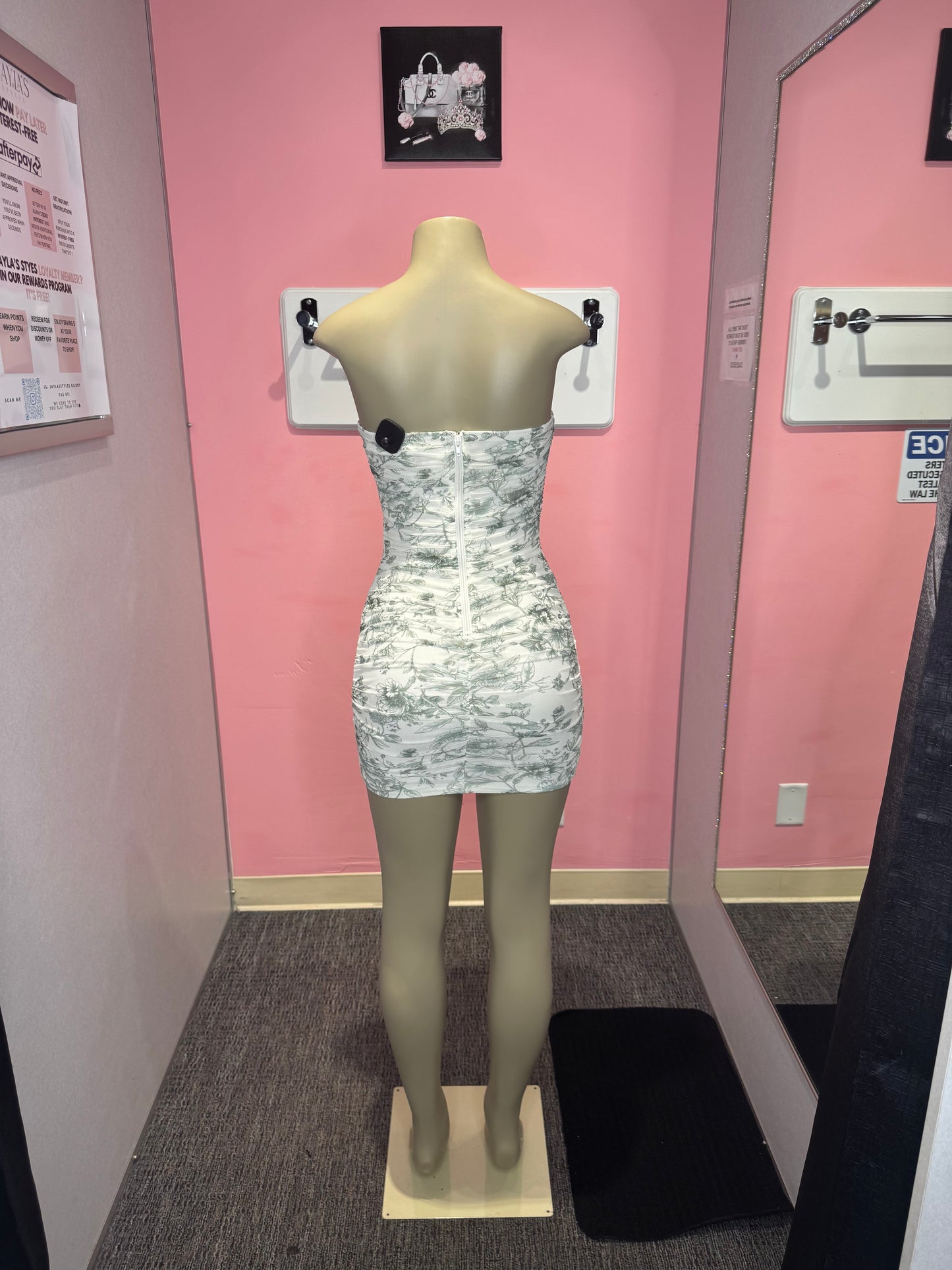 Tina sage print strapless