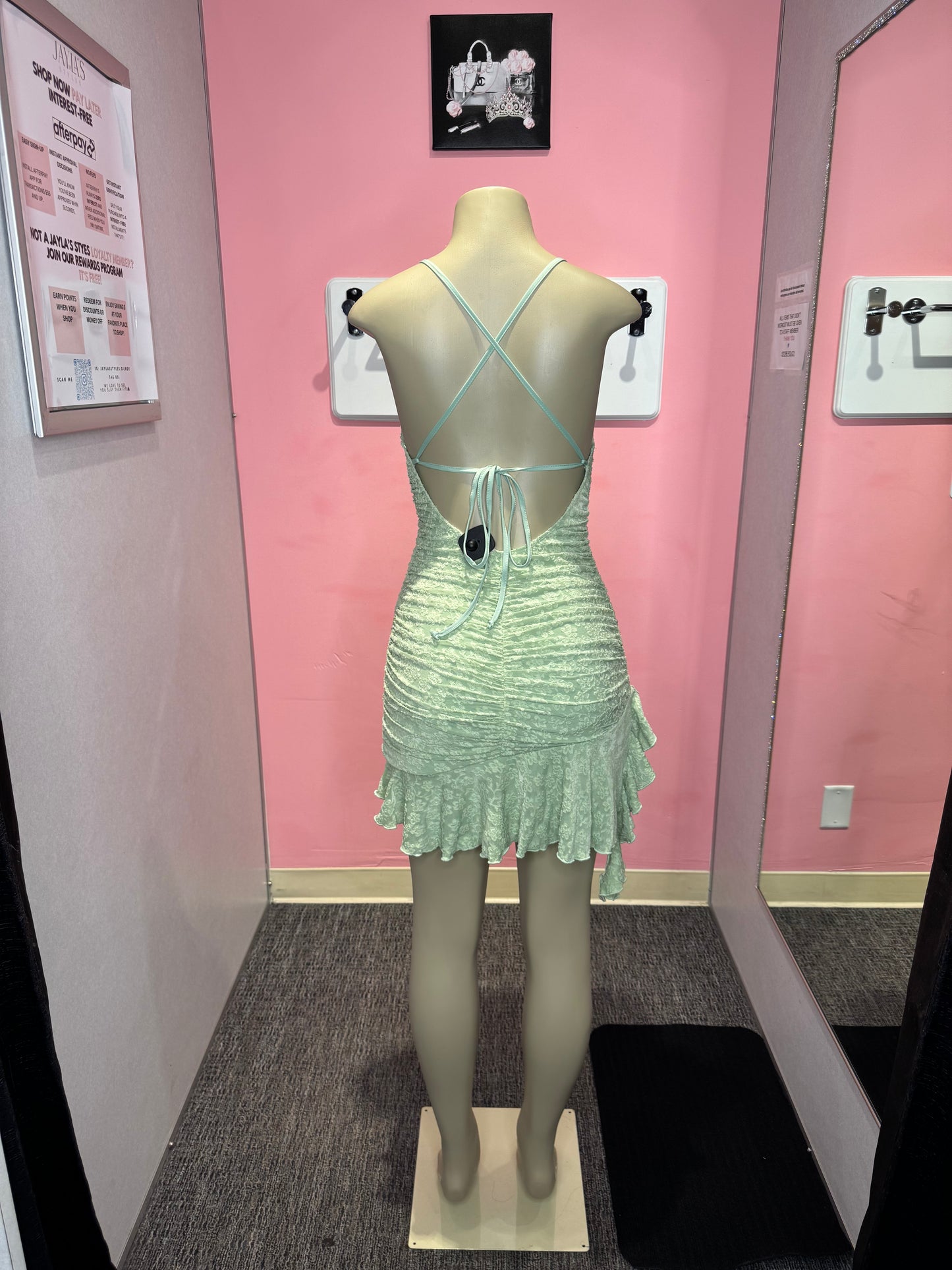 Mimi sage open back flower dress