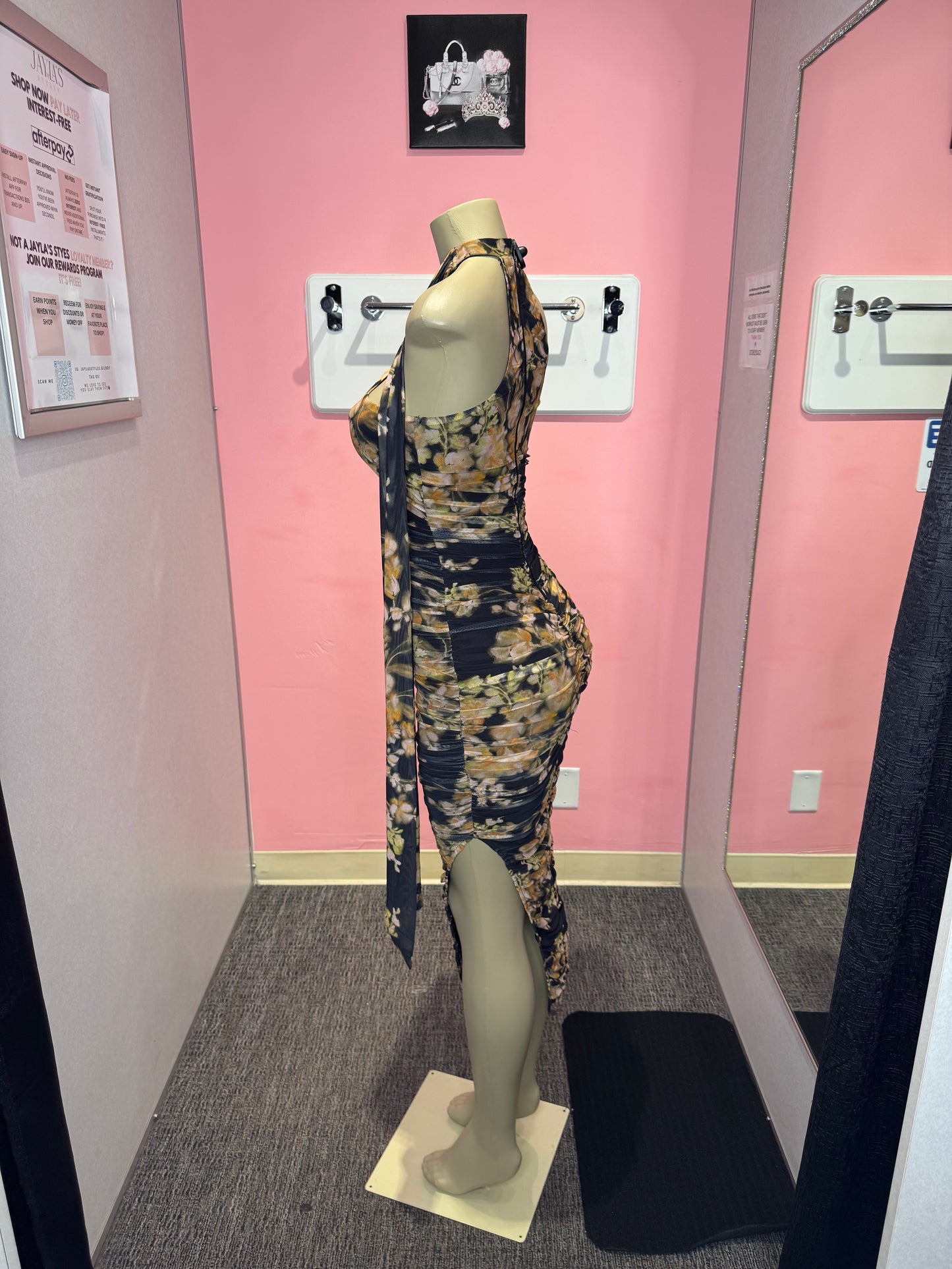 Clarissa black Mindi print dress