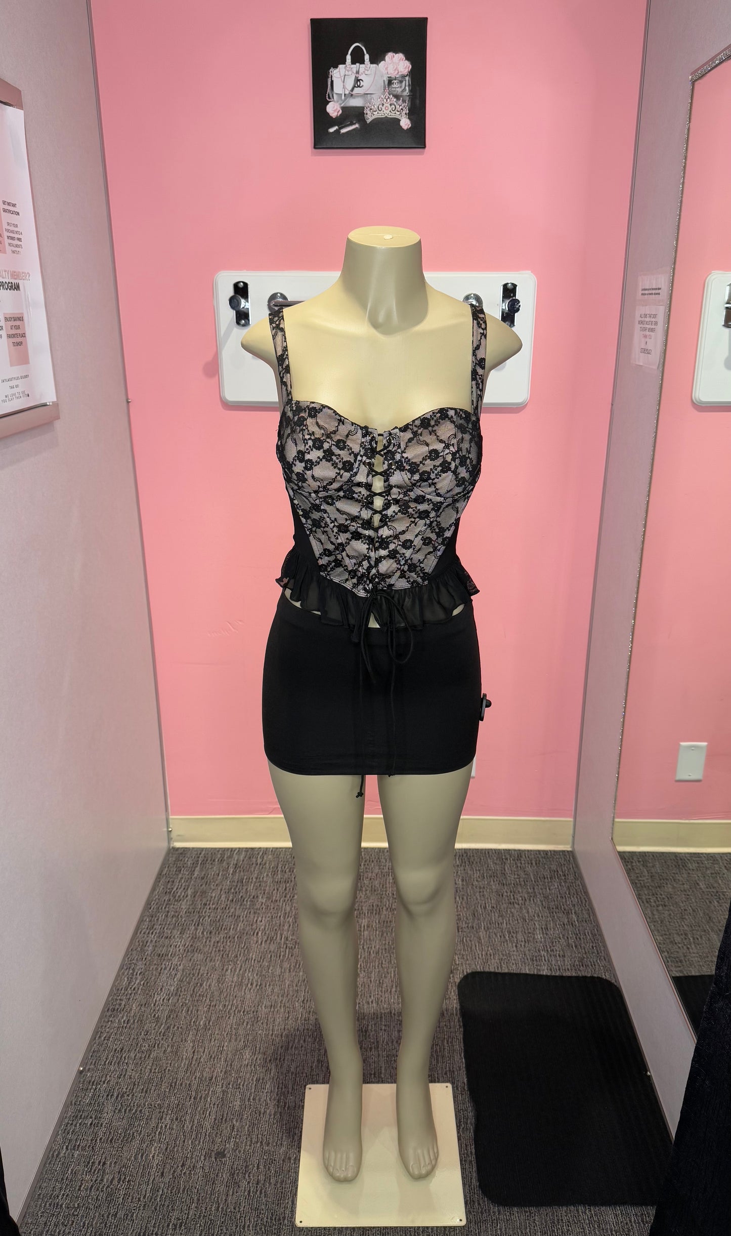 Beige front lace corset top