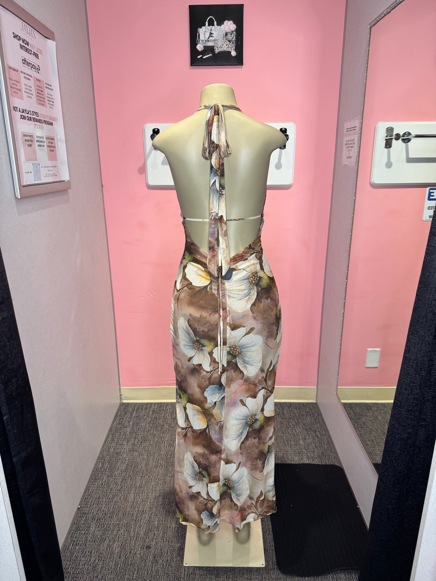 Lina brown ruffle ruffle dress