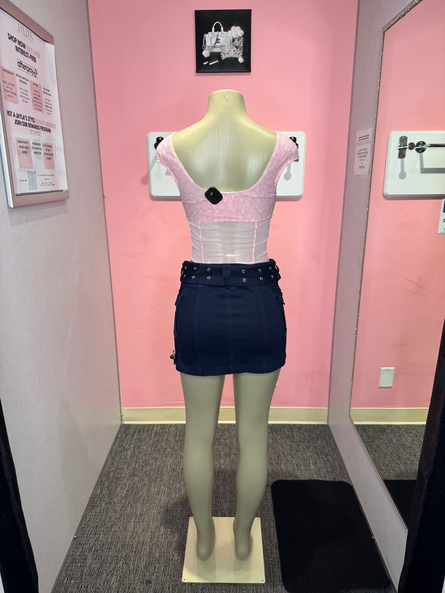 Tina pink lace crop top