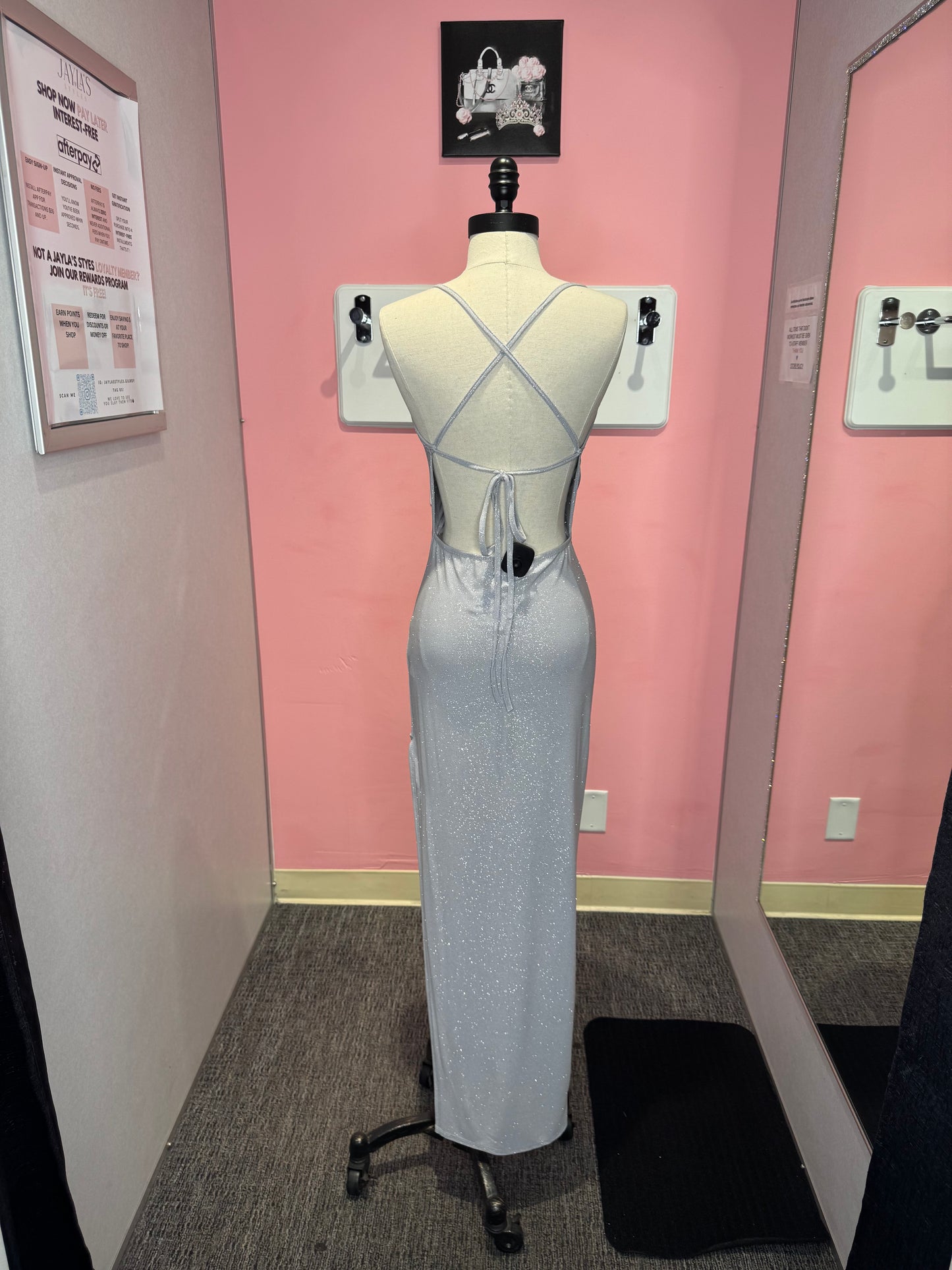 Isabel glitter silver maxi dress