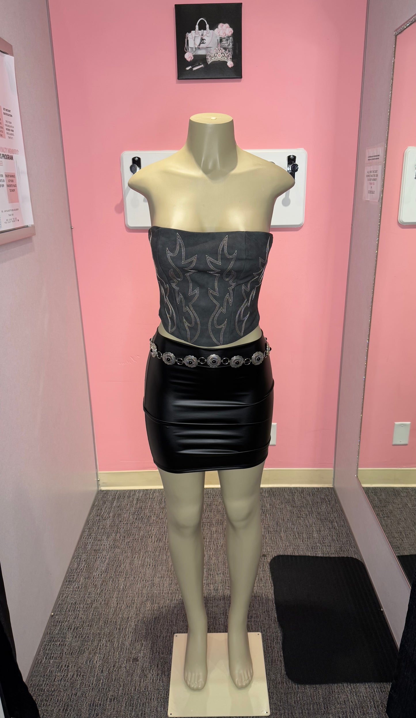 Beckee black leather western corset