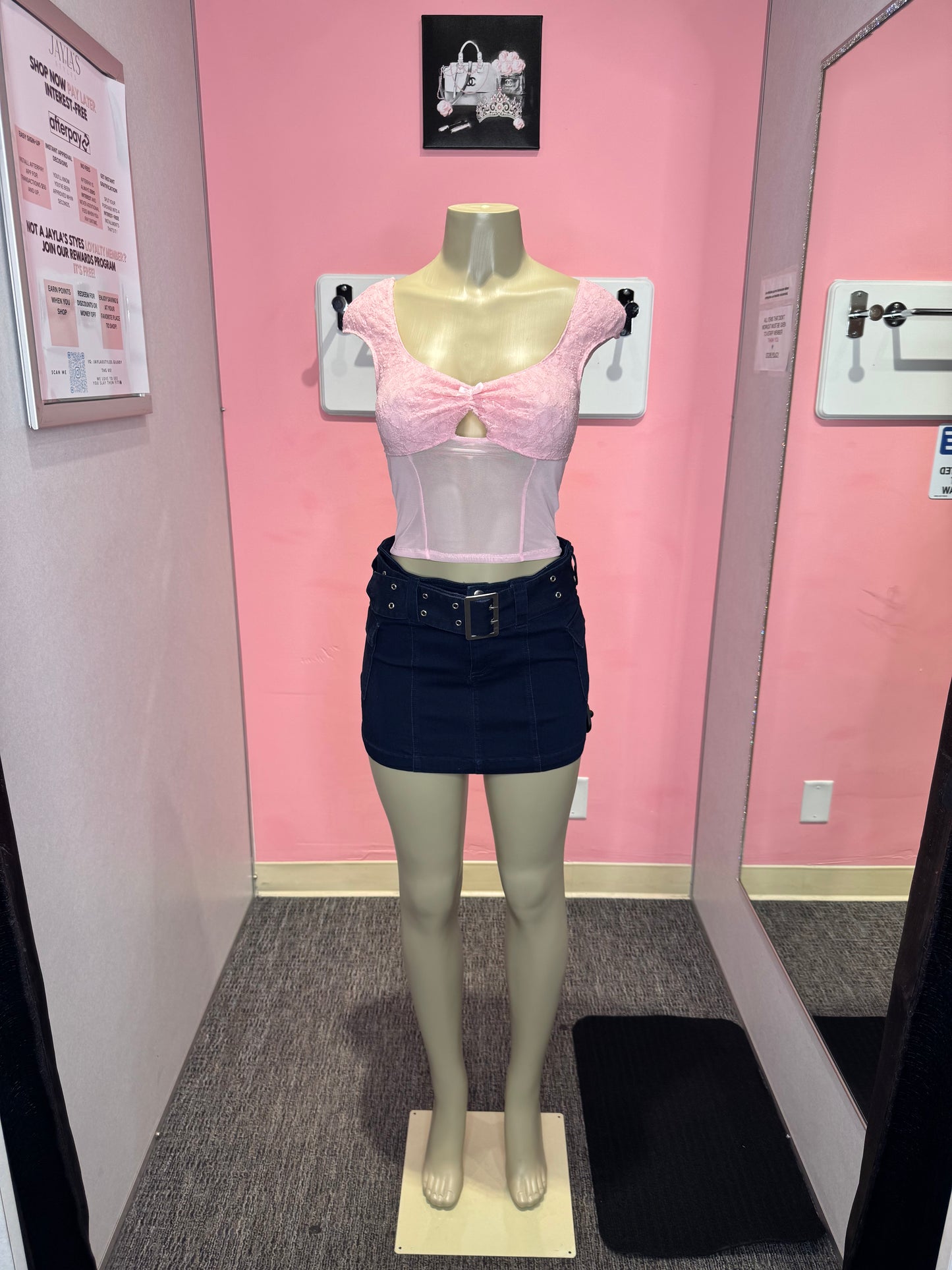 Tina pink lace crop top