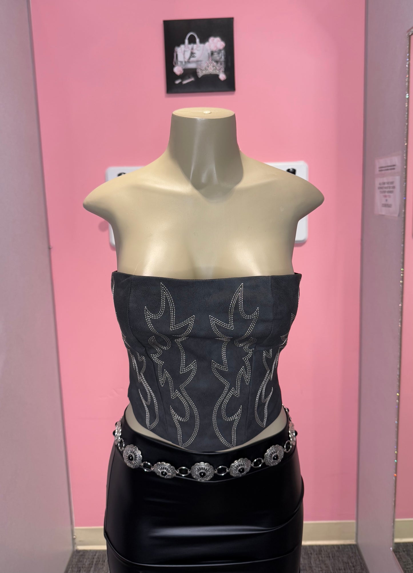 Beckee black leather western corset