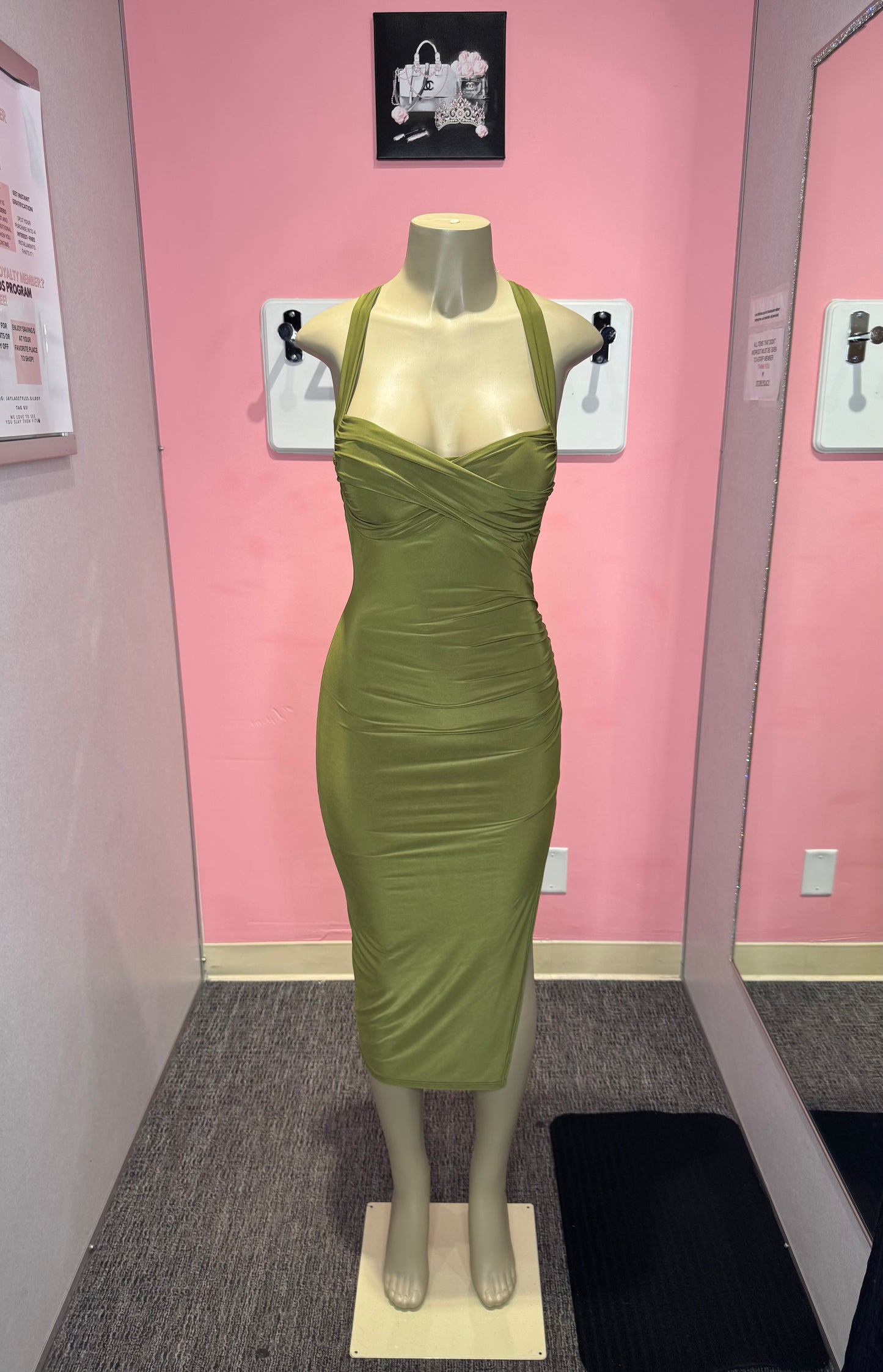 Lina green moss Mindi dress