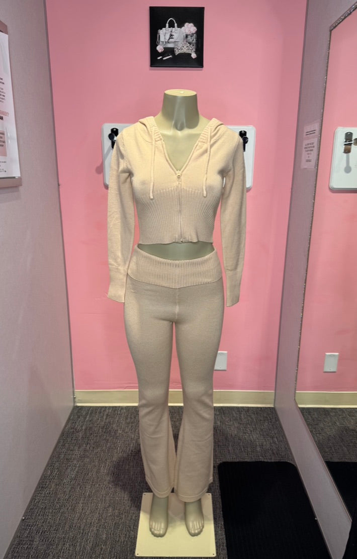 Polly beige flare fold pants