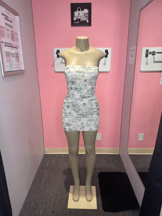 Tina sage print strapless