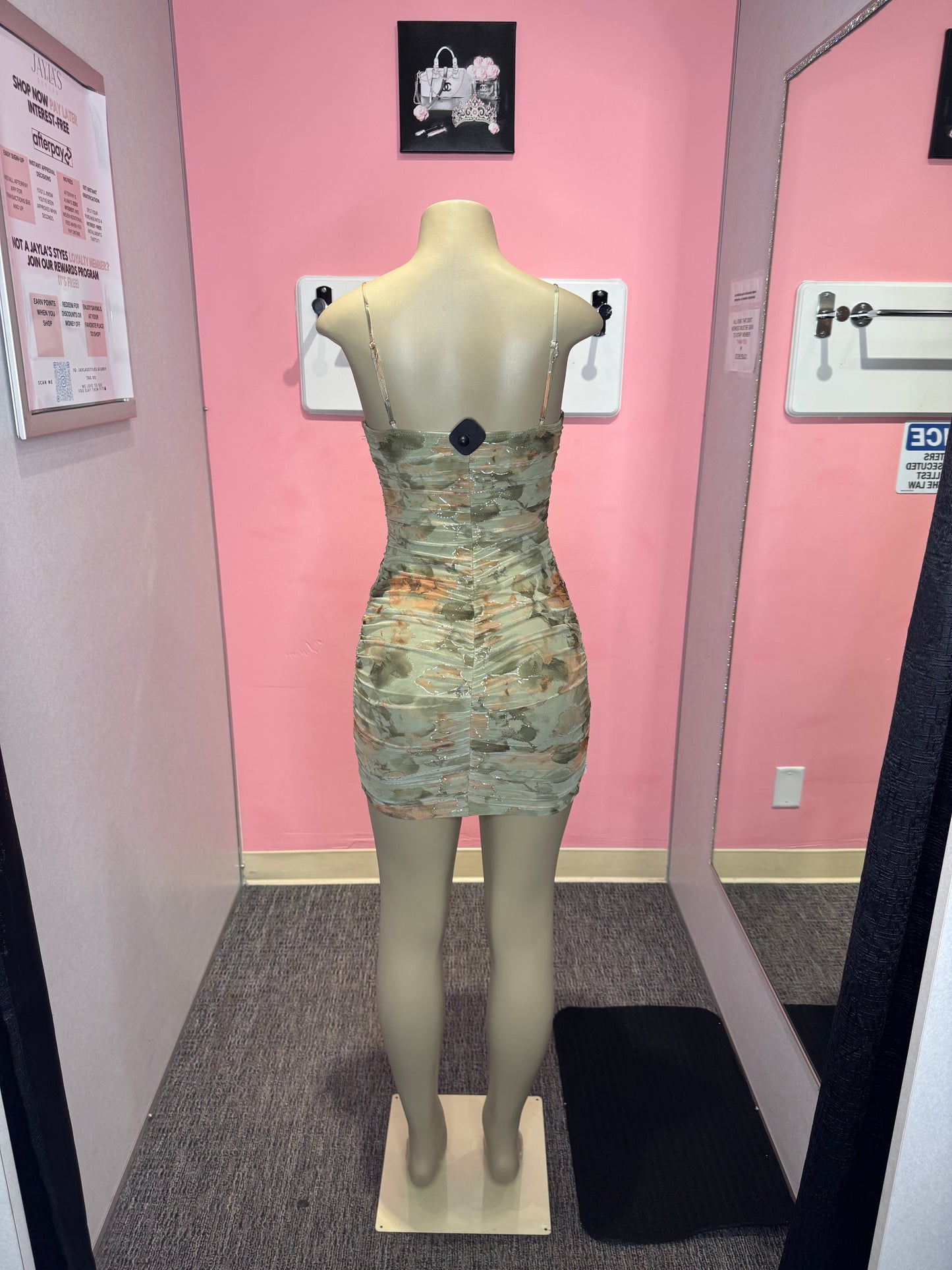 Lina moss flower mini dress