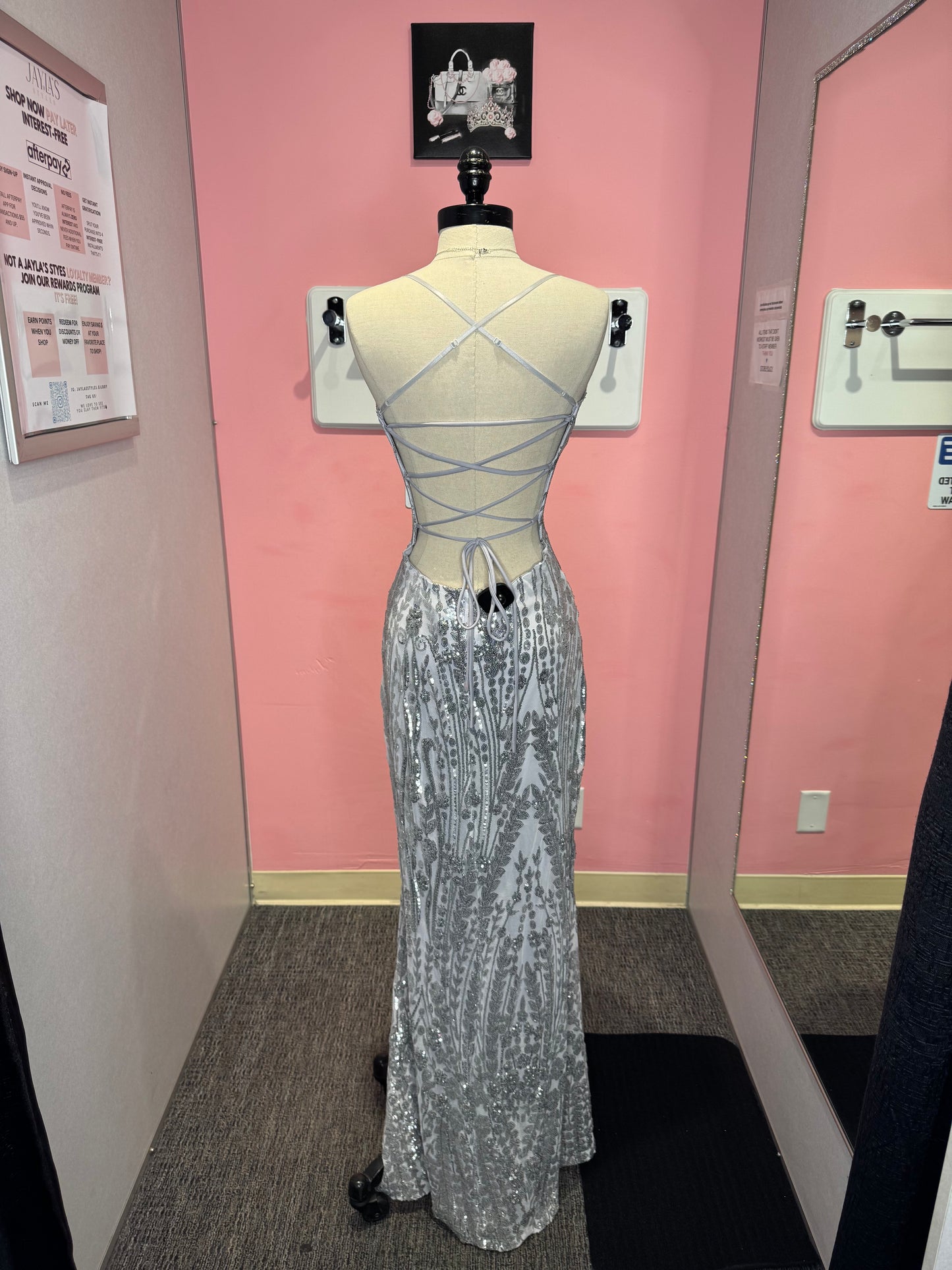 Stacy silver sequence occasion dress