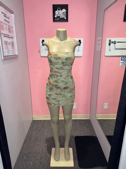Lina moss flower mini dress