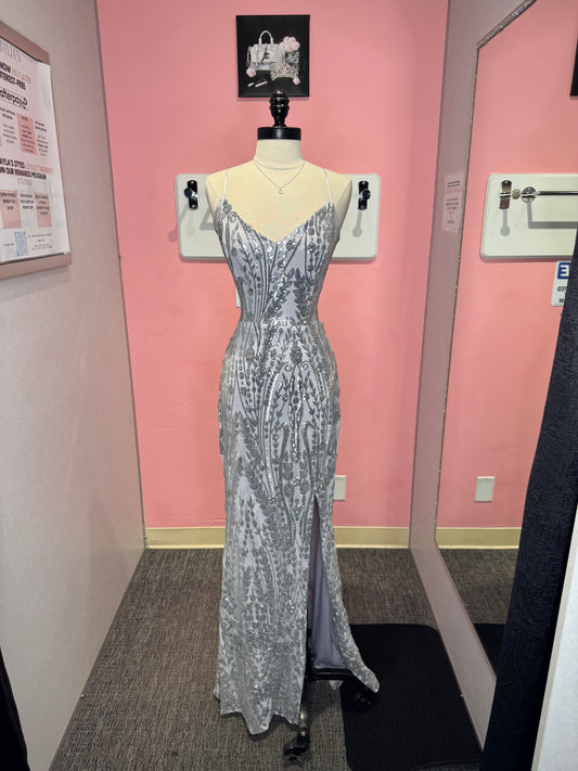 Stacy silver sequence occasion dress